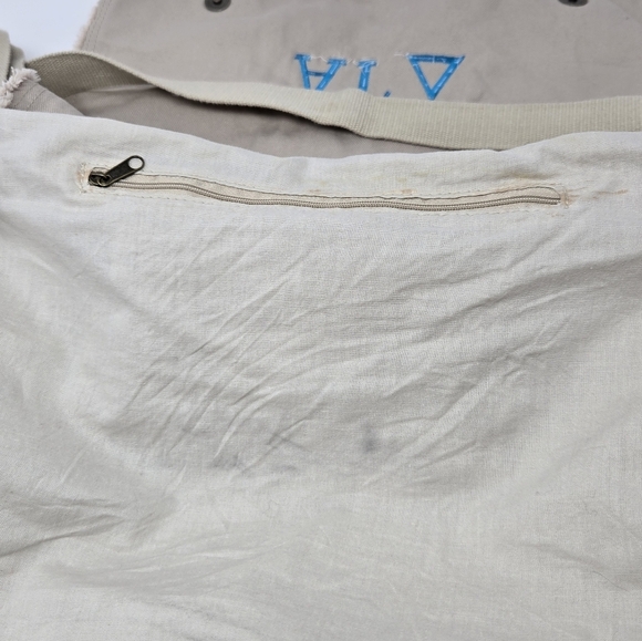 ALPHA GAMMA DELTA AGD SORORITY BEIGE KHAKI MESSENGER BAG BOOK TOTE WOMEN COTTON - Picture 13 of 16